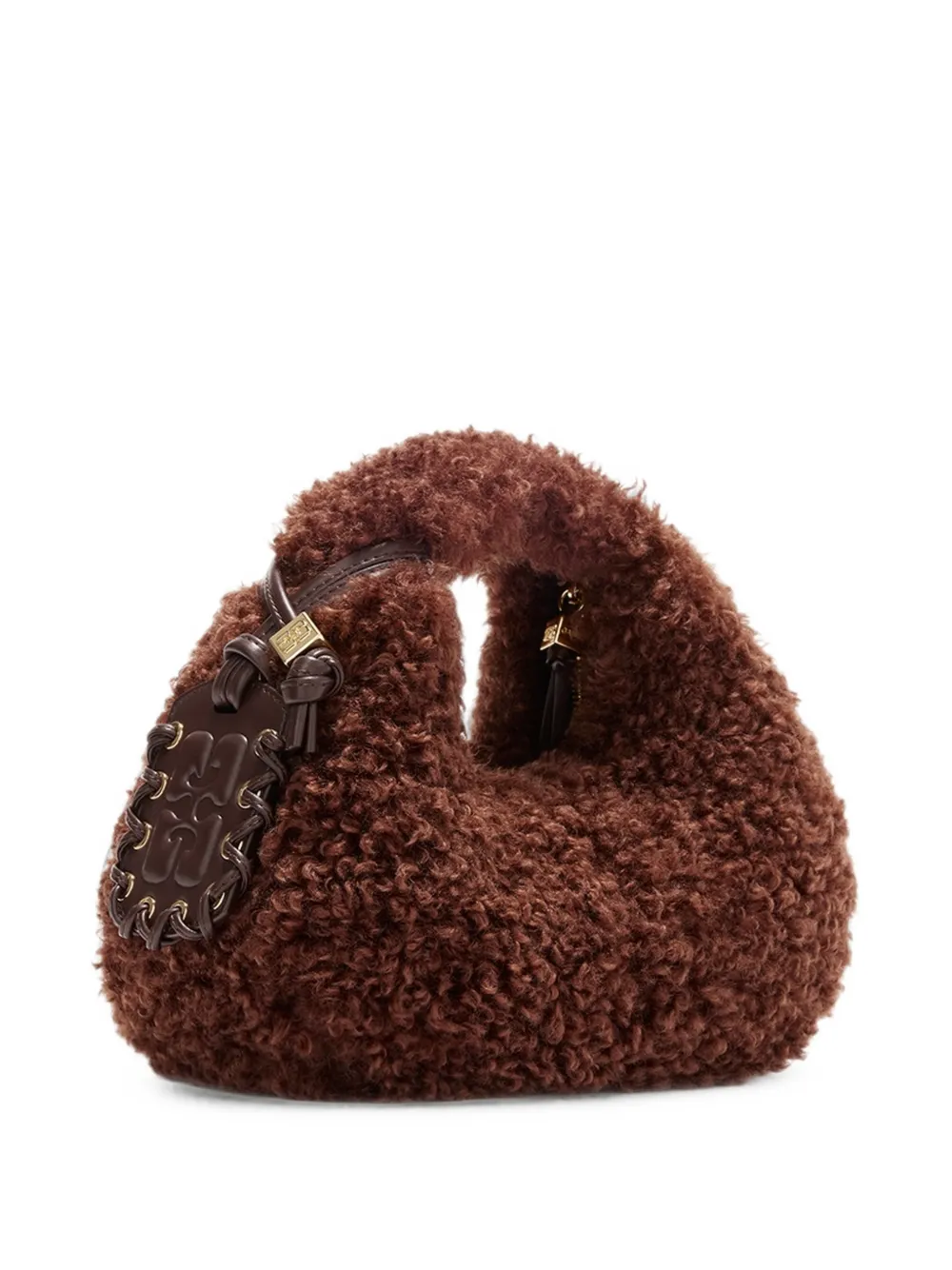 GANNI Mini-tas van alternatief gekruld bont Bruin