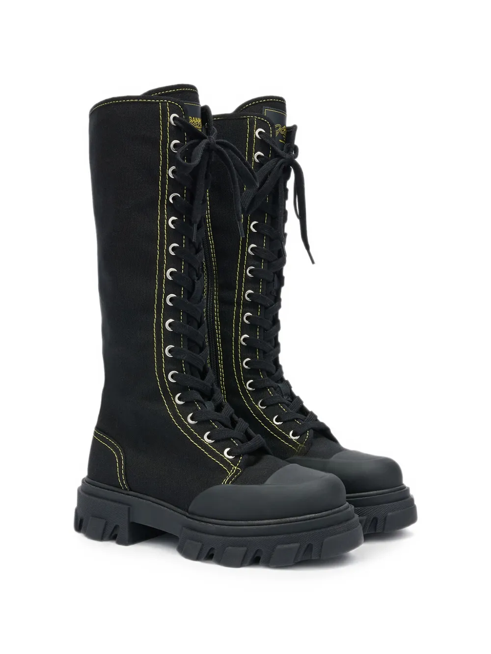 GANNI trail boots tall in black canvas Zwart