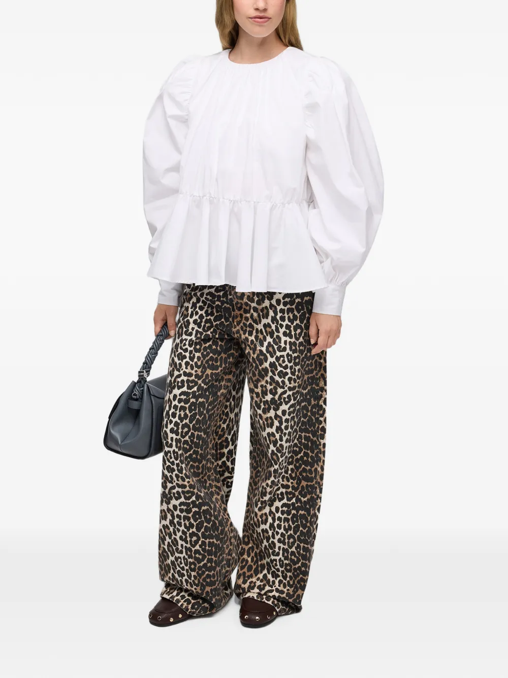 GANNI Popeline blouse Wit