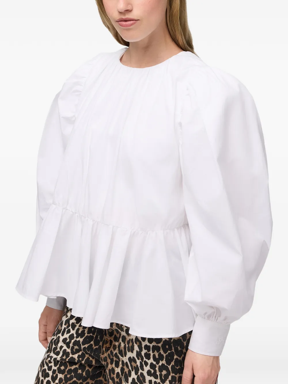 GANNI Popeline blouse Wit