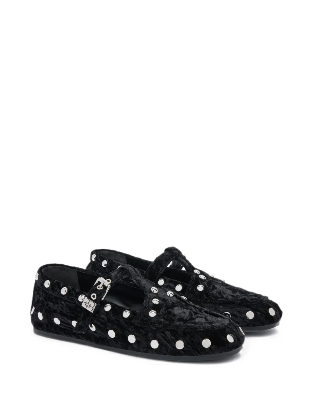 GANNI Mary Jenny moccasins in black velvet Zwart