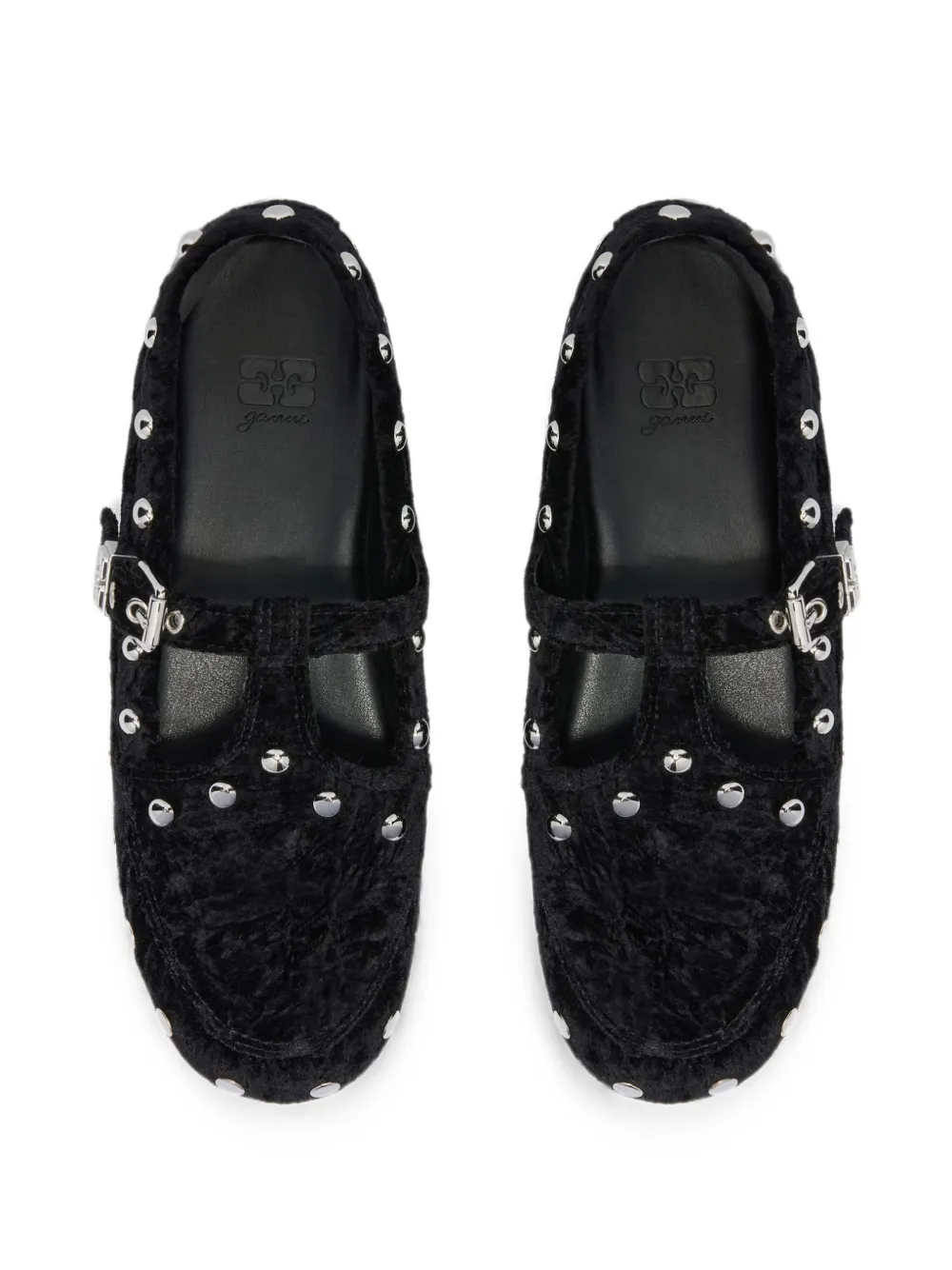 GANNI Mary Jenny moccasins in black velvet Zwart