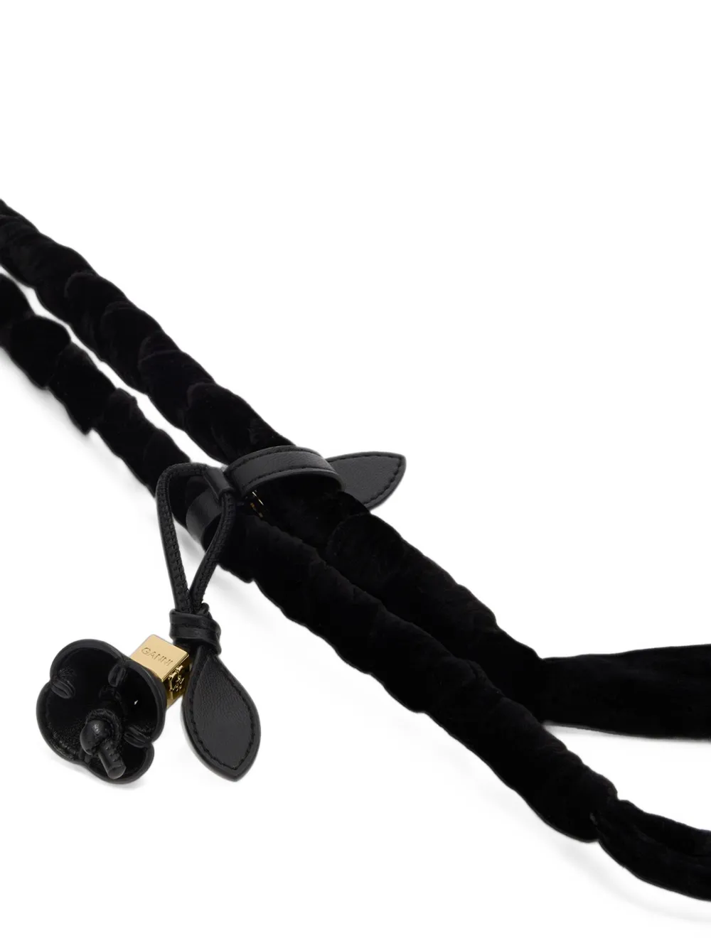 GANNI belt in silk velvet Zwart