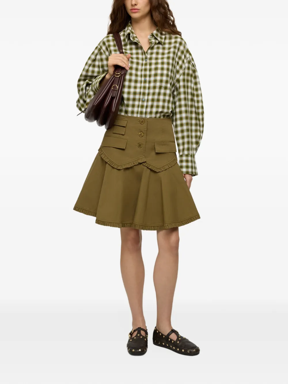 GANNI Stretch katoenen rok Geel