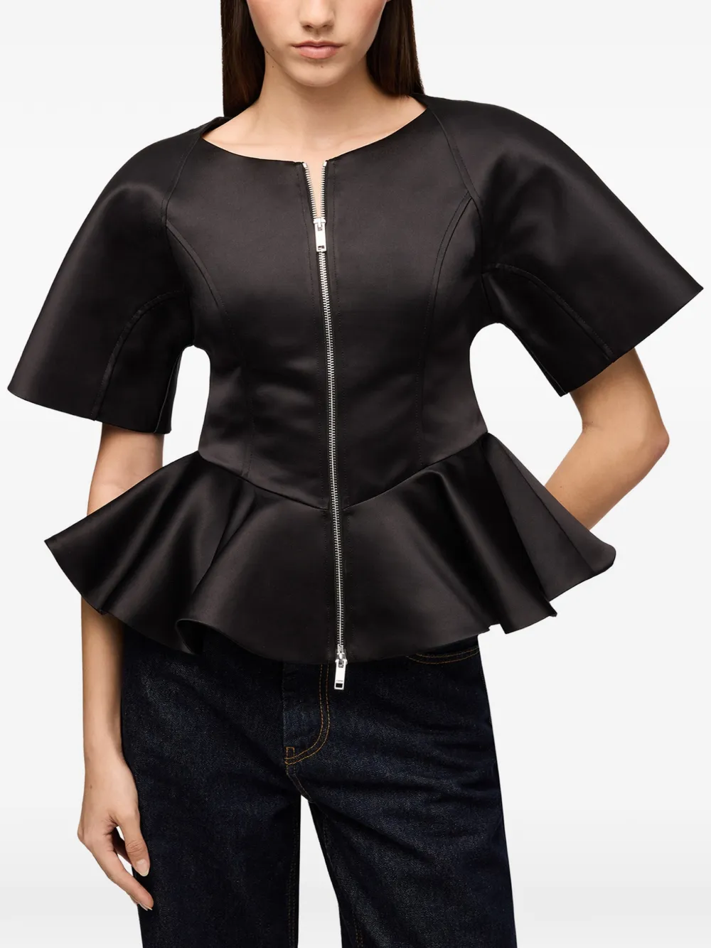 GANNI Blouse van zwart satijn