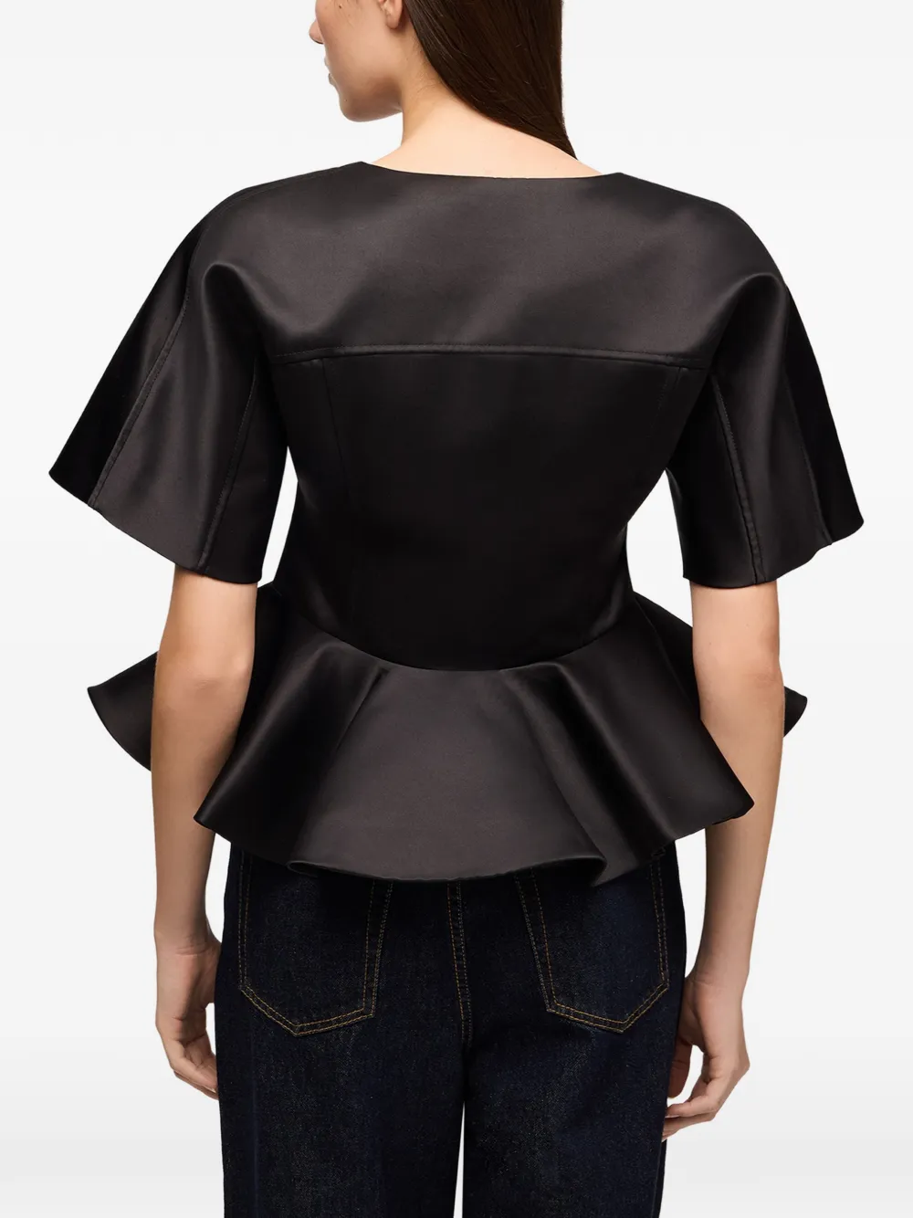 GANNI Blouse van zwart satijn