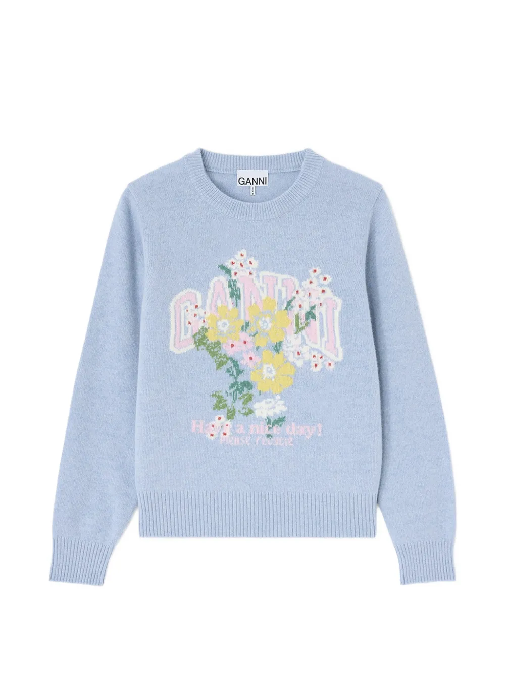 GANNI Pullover mit Blumen - Blau