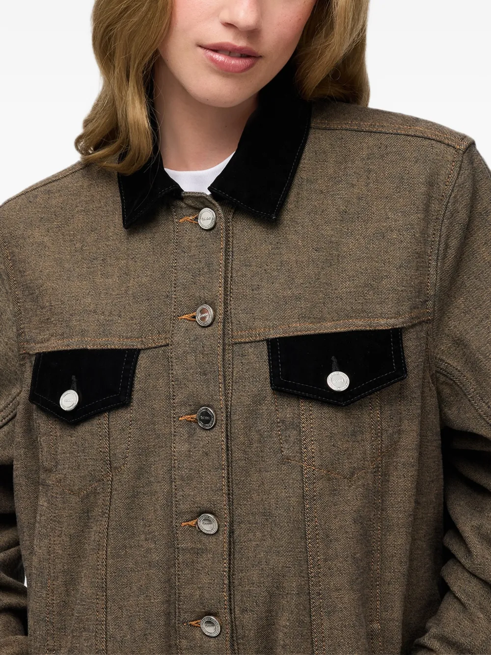 GANNI Shirtjack van neppy denim Bruin