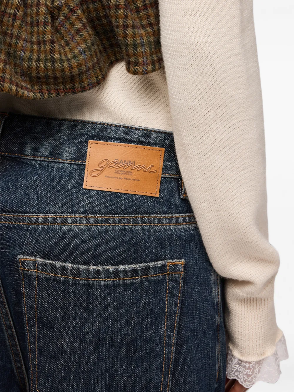 GANNI Audri jeans met textuur Blauw