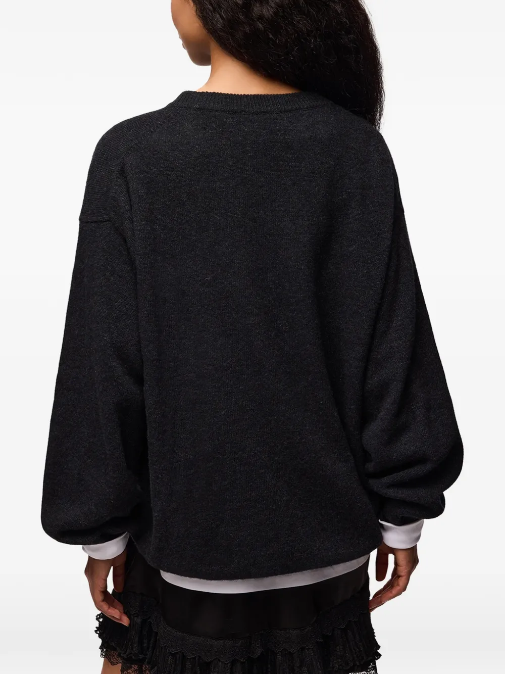 GANNI Oversized trui met bloemen-intarsia Zwart