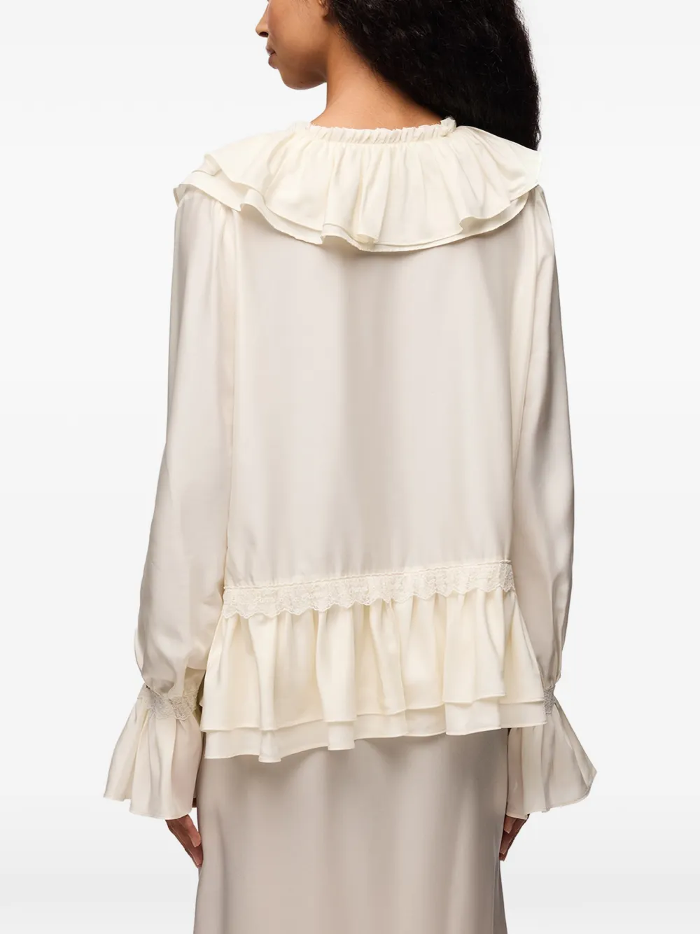 GANNI Blouse van viscose zijde Beige