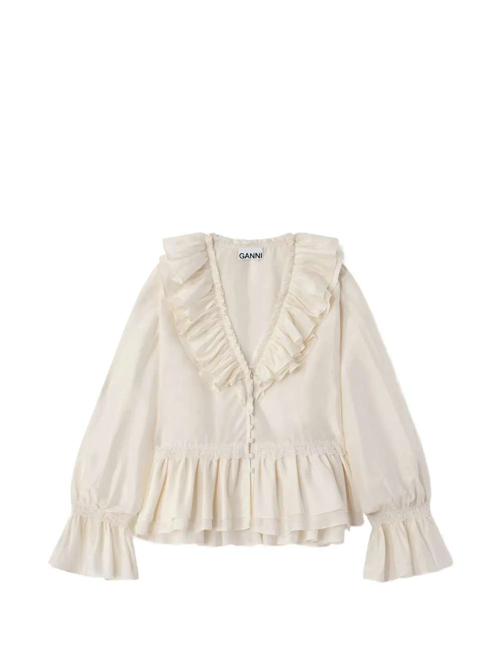 GANNI Blusa con ruches - Toni neutri