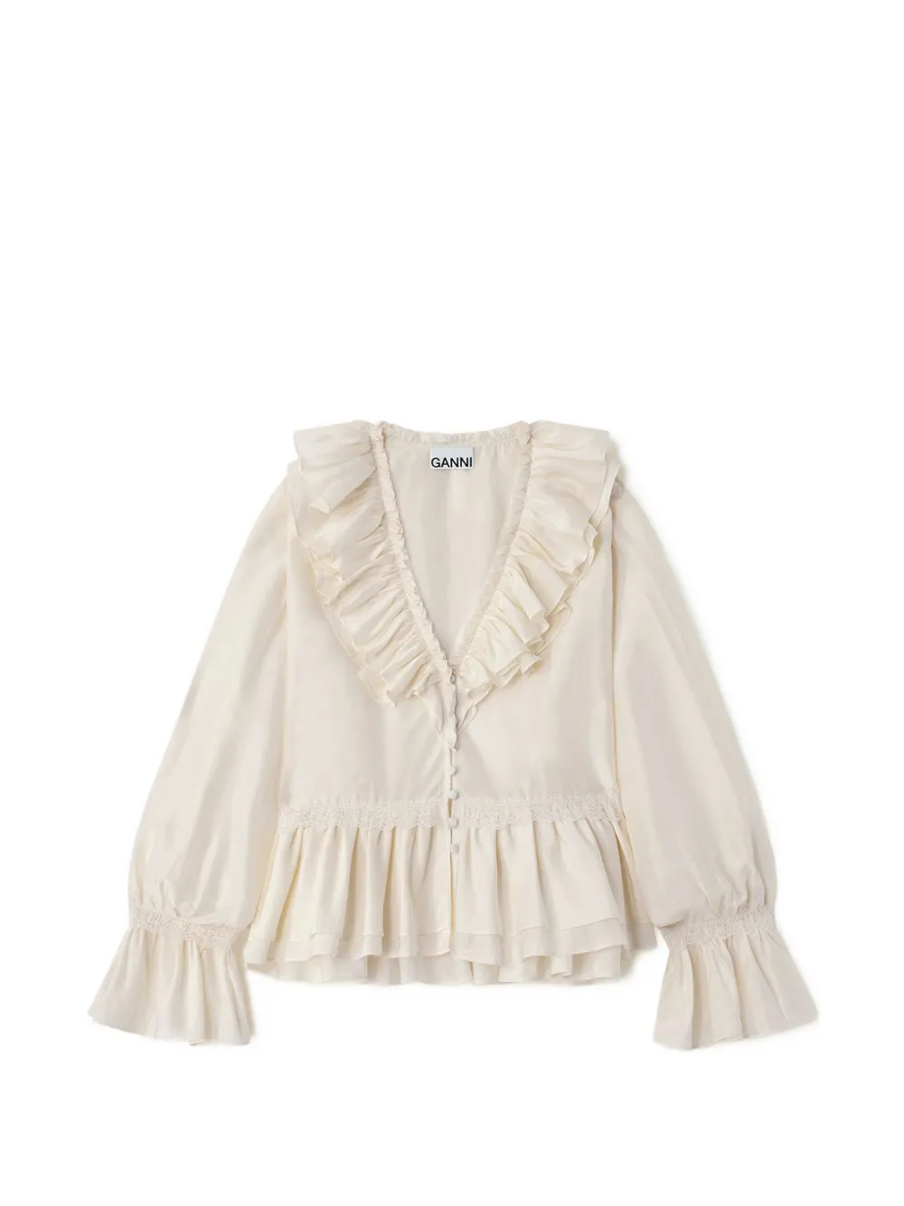 GANNI blouse in viscose silk - Neutrals