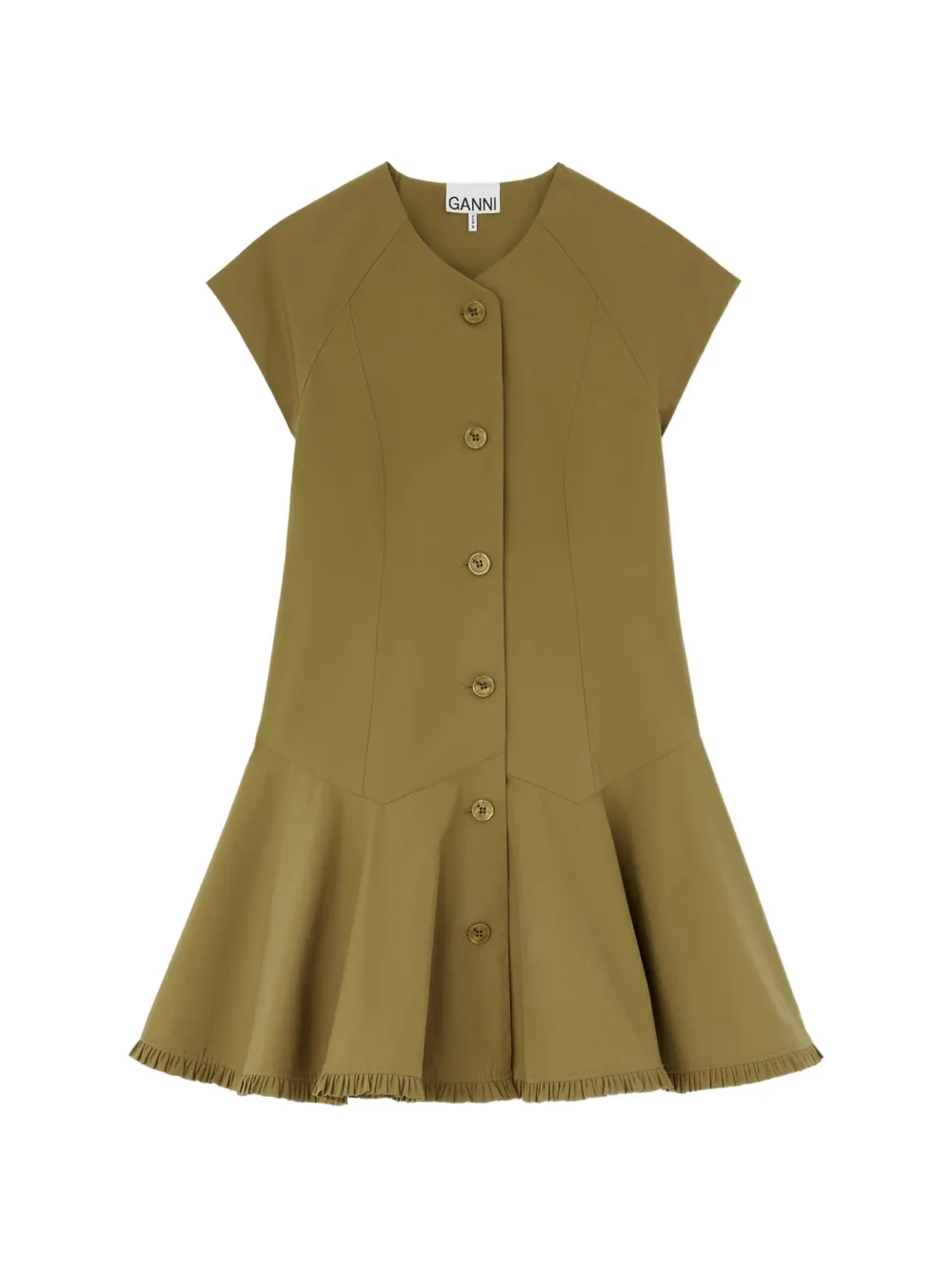 GANNI Abito in cotone verde