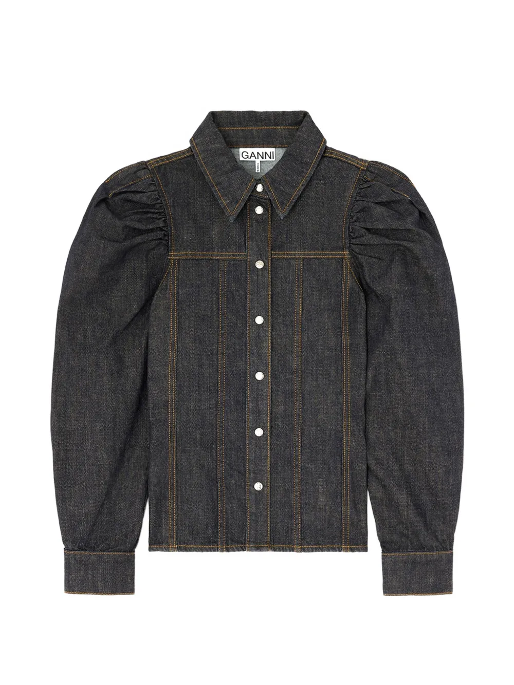 GANNI chemise en denim flammé texturé - Bleu GANNI chemise en denim flammé texturé - Bleu