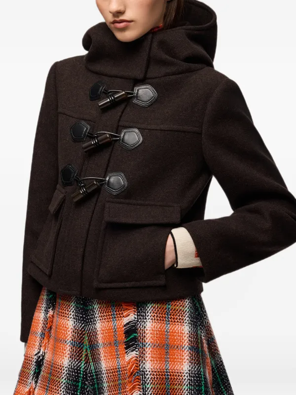 GANNI Duffle Coat Mini In Wool | Brown | FARFETCH JO