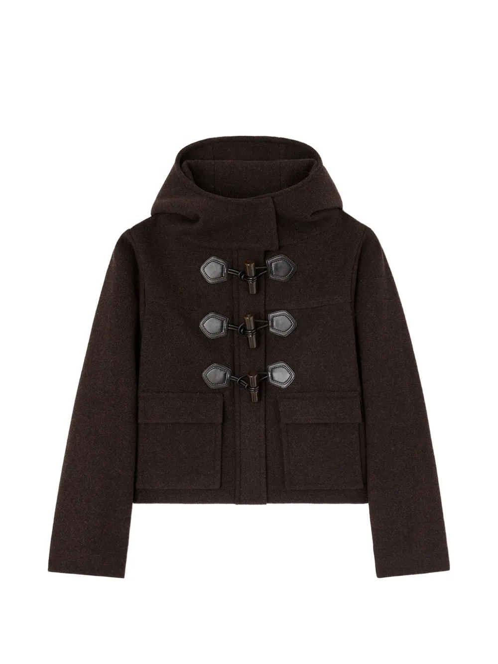 Ganni Duffle Coat Mini In Wool In Braun