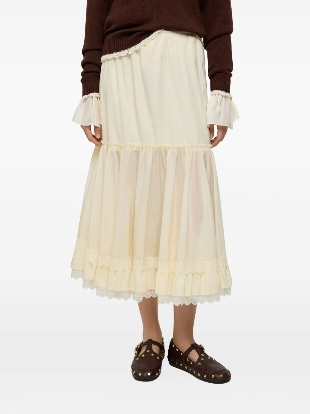 GANNI Rok van wit nylon Beige