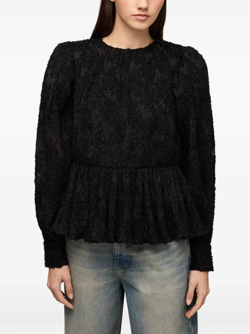 GANNI Blouse van fil-coupé Zwart