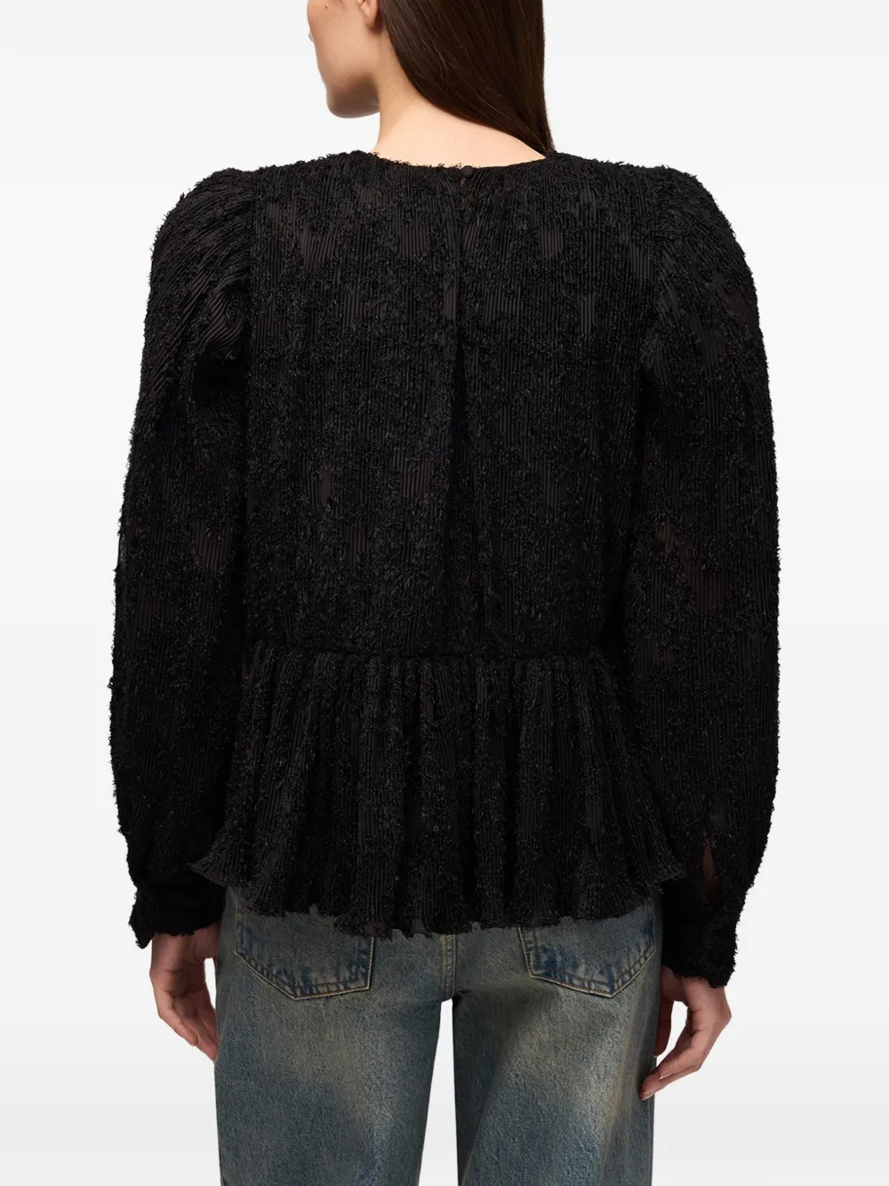 GANNI Blouse van fil-coupé Zwart