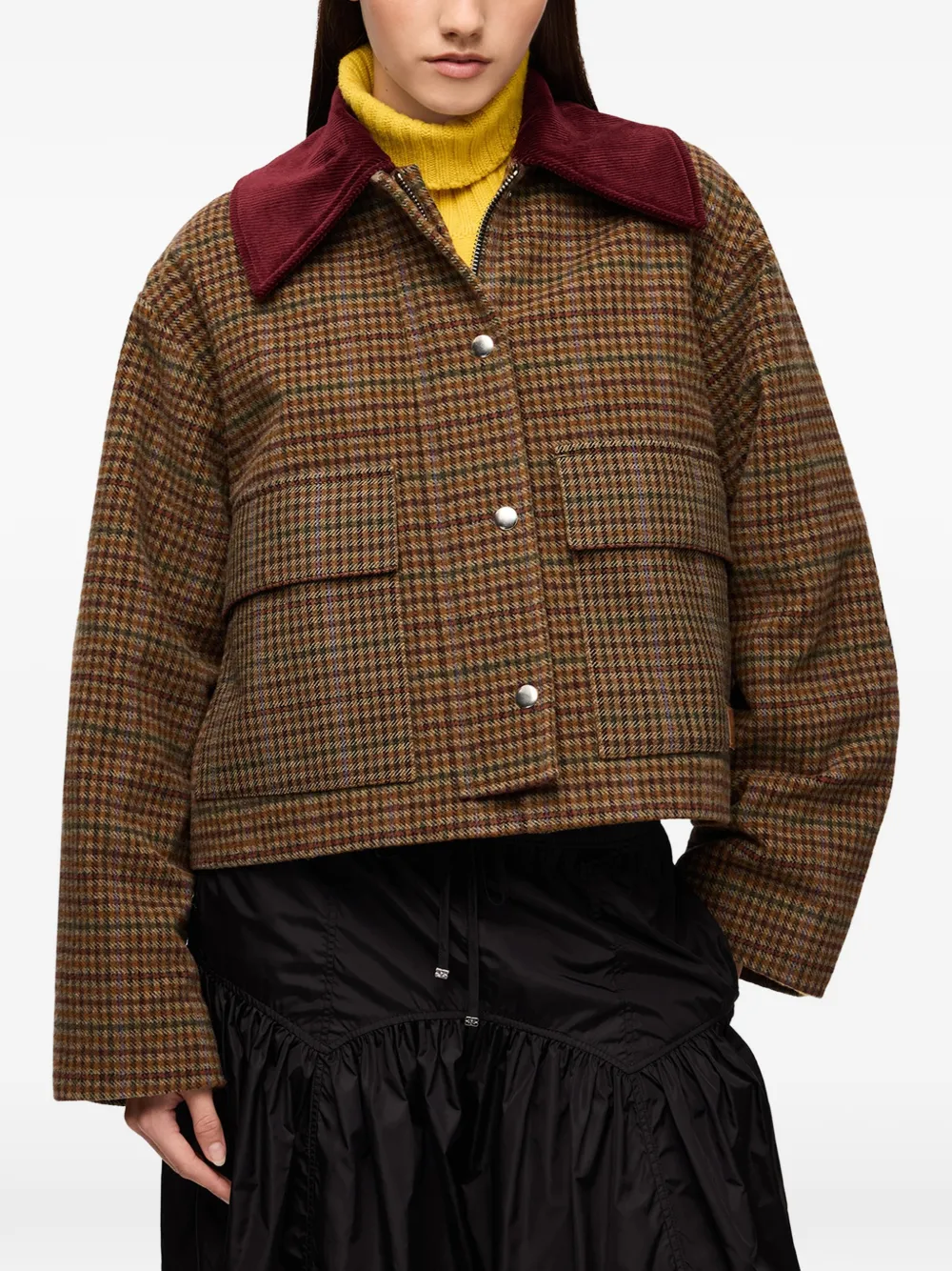 GANNI Jack van geruite twill Bruin
