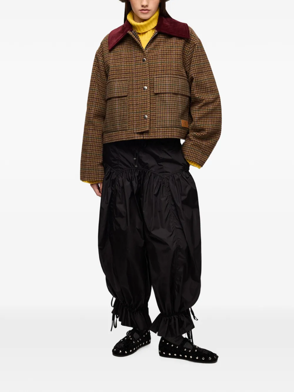 GANNI Jack van geruite twill Bruin