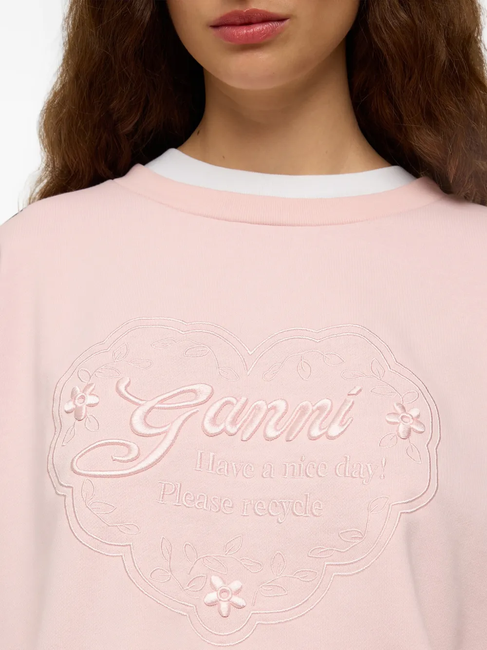 GANNI Sweater met geborduurd logo Roze