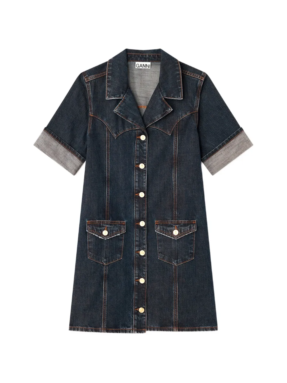GANNI Abito corto denim - Blu