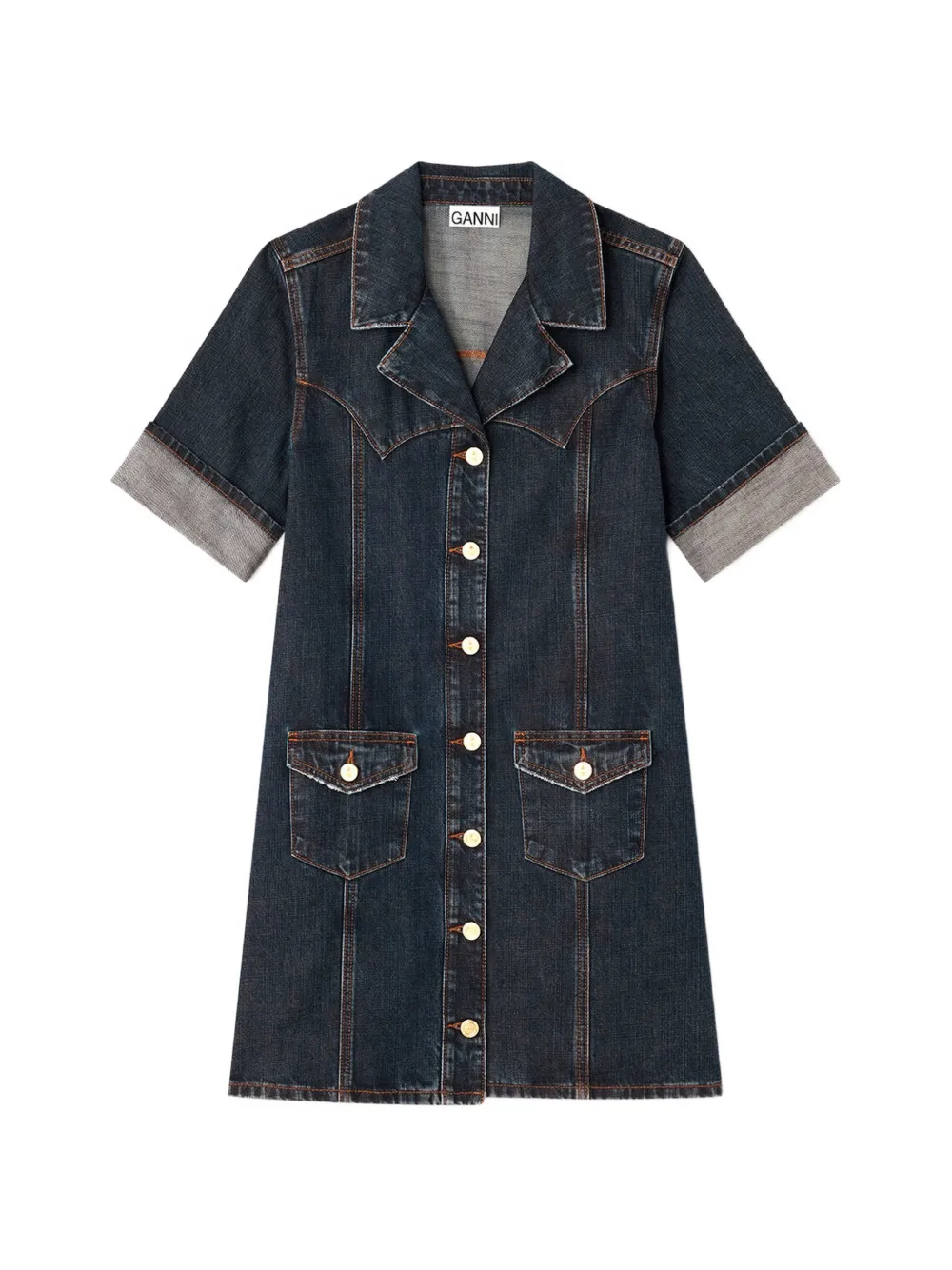 GANNI Mini-jurk met textuur Blauw