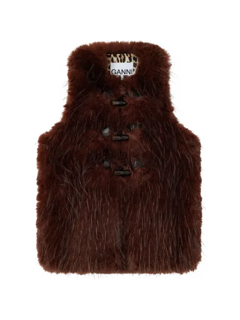 GANNI toggle-fastening faux-fur vest