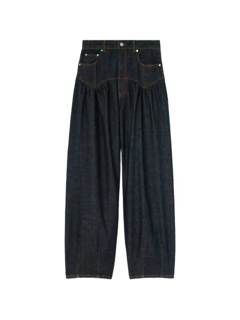 GANNI corset jeans in textured slub denim