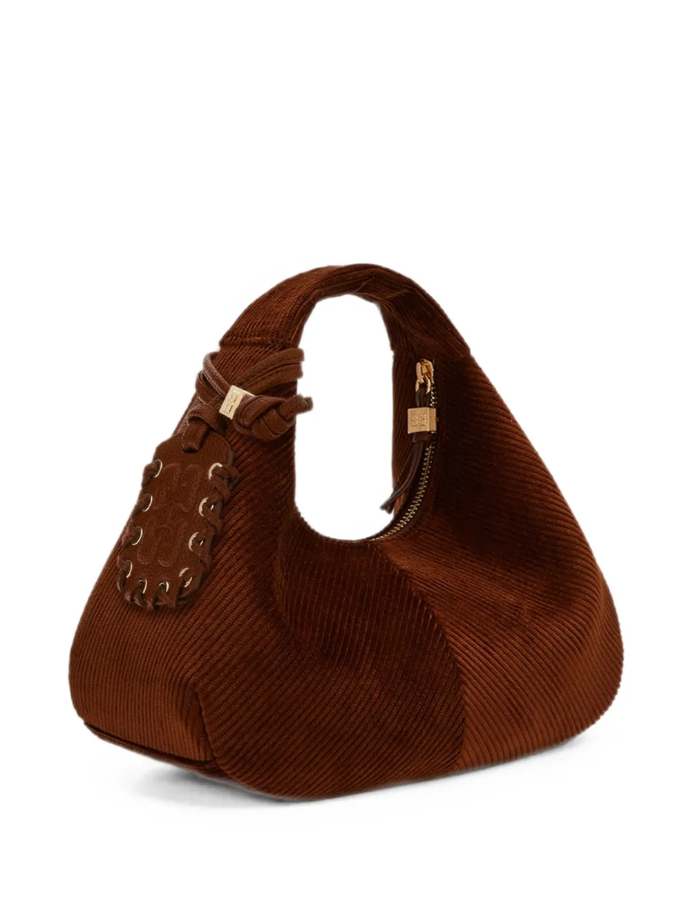 GANNI Ribfluwelen mini-tas Bruin