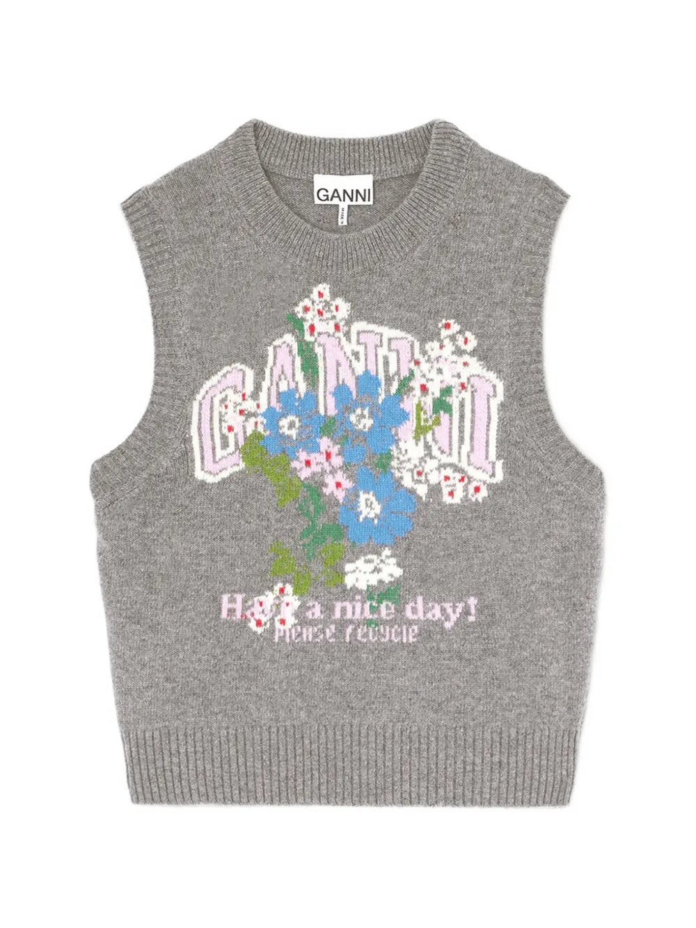 GANNI vest with flowers - Grigio