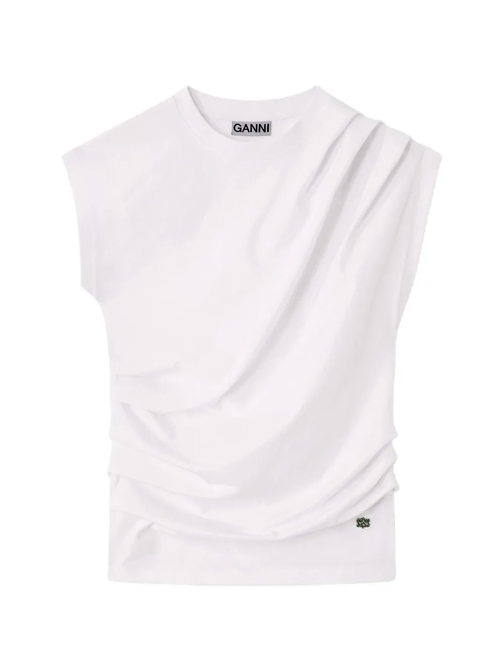 GANNI top in draped jersey - Bianco