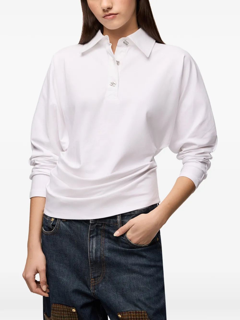 GANNI Poloshirt van jersey Wit