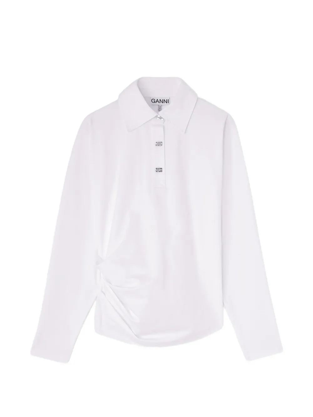 GANNI polo shirt in white jersey - Bianco