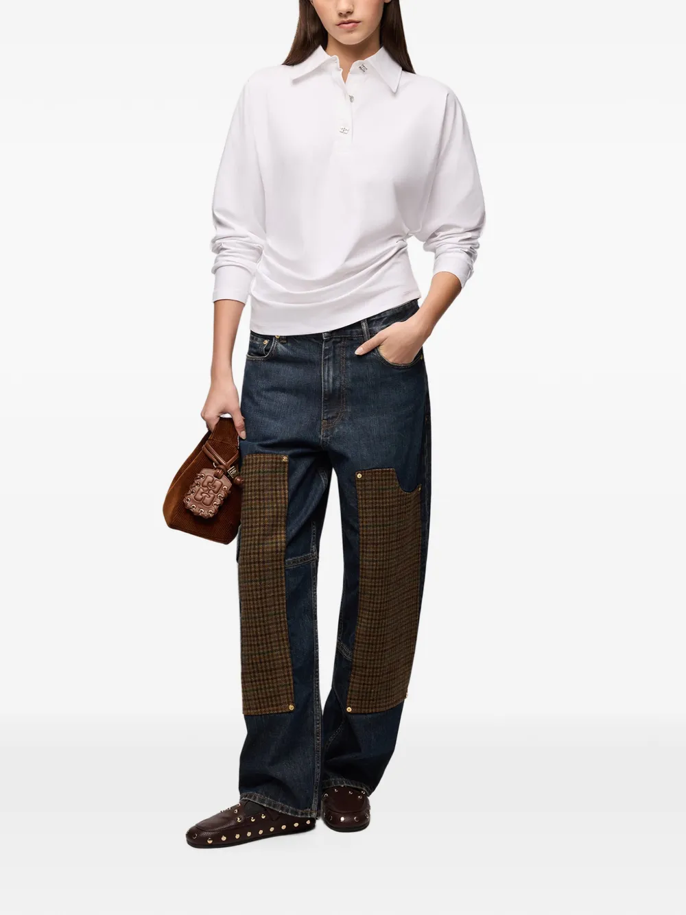 GANNI Poloshirt van jersey Wit