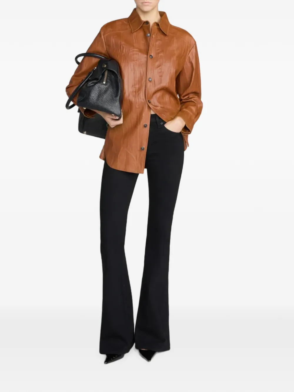 Frame High-rise Flared Jeans In 블랙