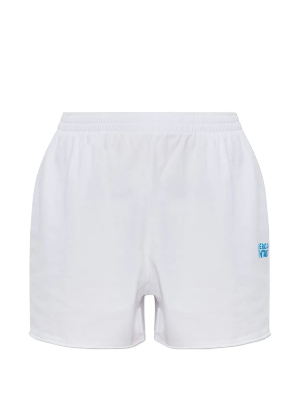 American Vintage Gixy Logo-detail Raw-cut Shorts In White