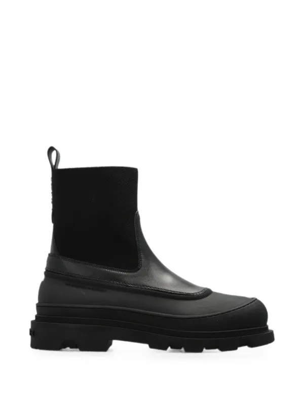 Moncler Vera Edge Leather Ankle Boots in Black