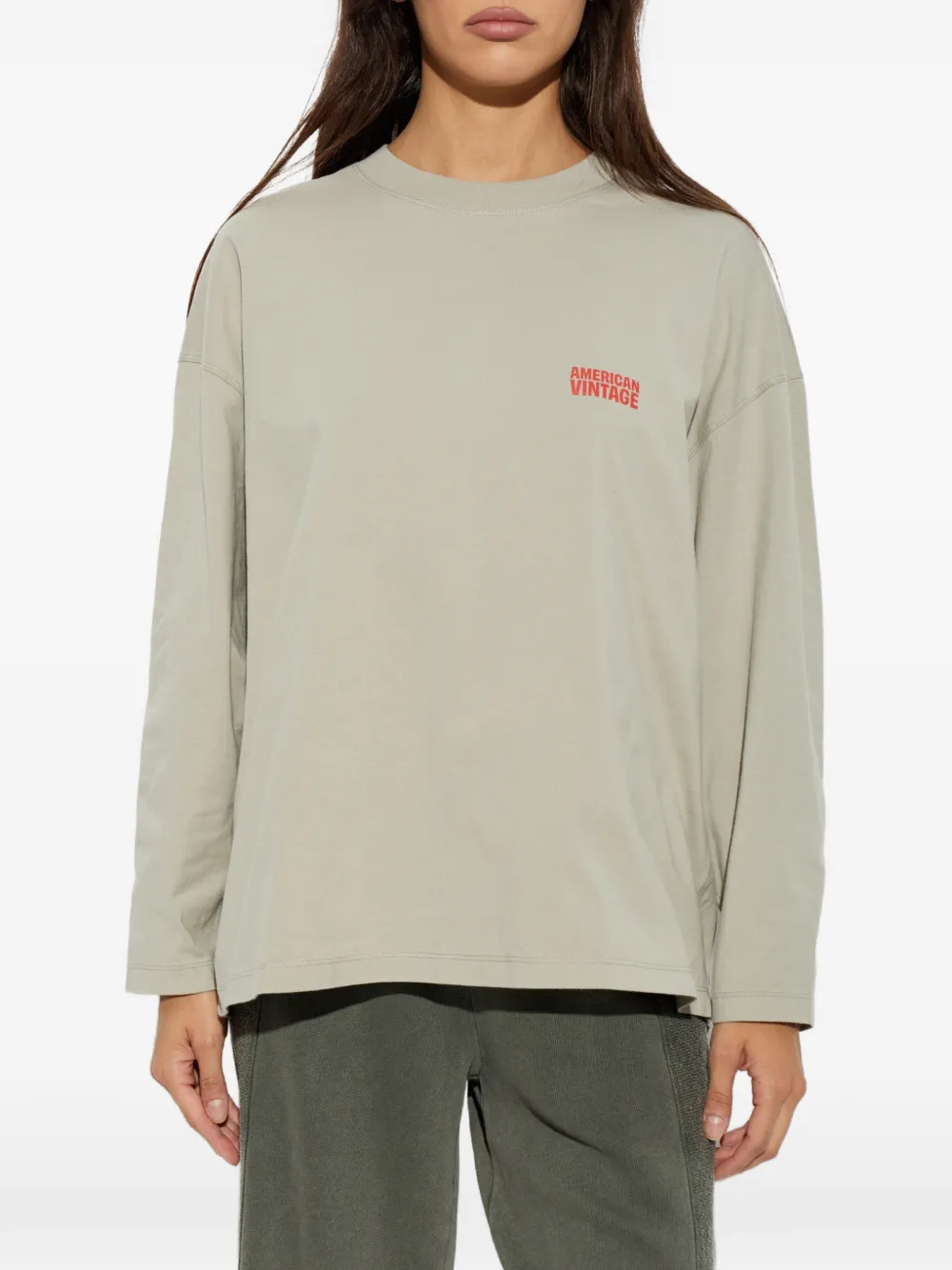 American Vintage Sweater met logoprint Beige