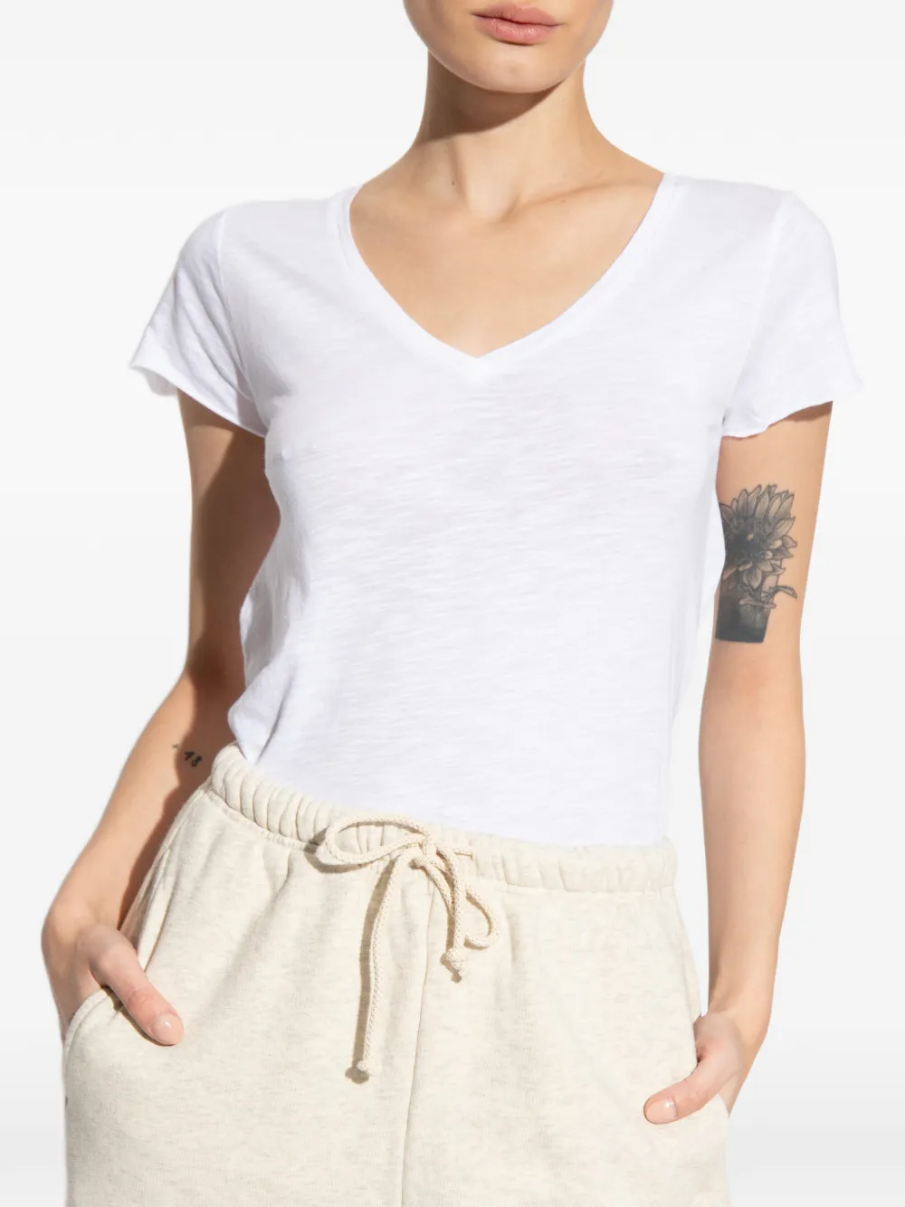 American Vintage Jacksonville T-shirt met V-hals Wit