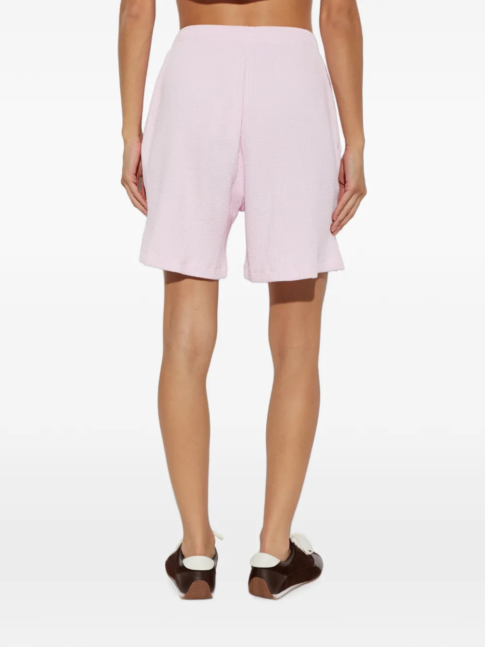 American Vintage Uscow wafelgebreide katoenen shorts Roze