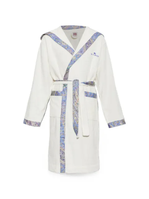 ETRO HOME paisley-trim hoodie bathrobe