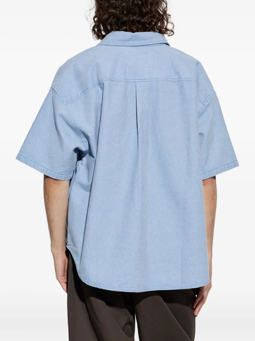 American Vintage Denim overhemd met korte mouwen Blauw
