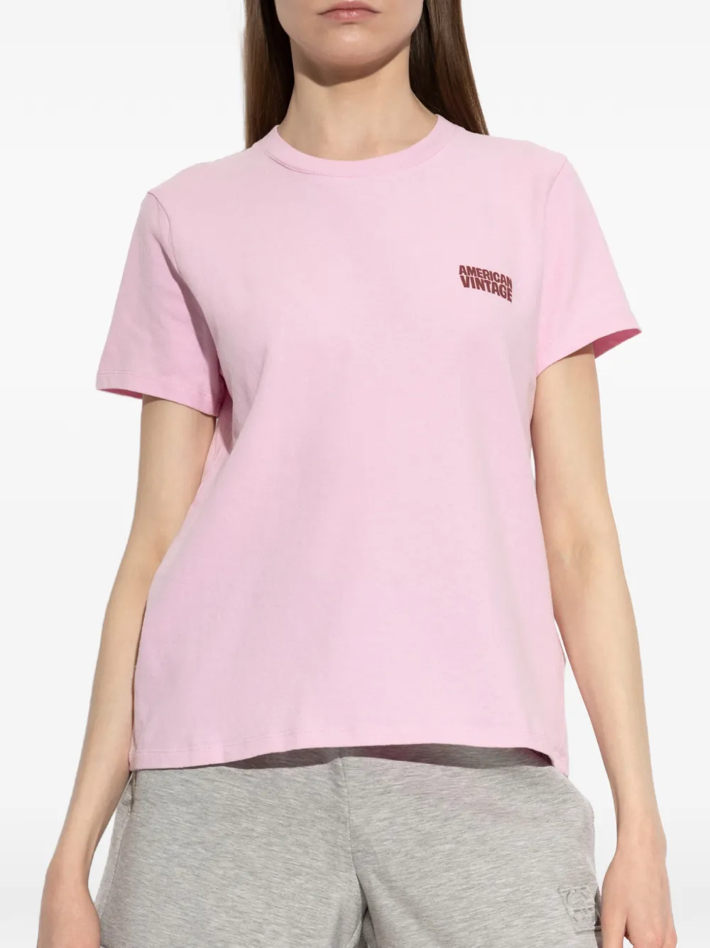 American Vintage T-shirt met logoprint Roze