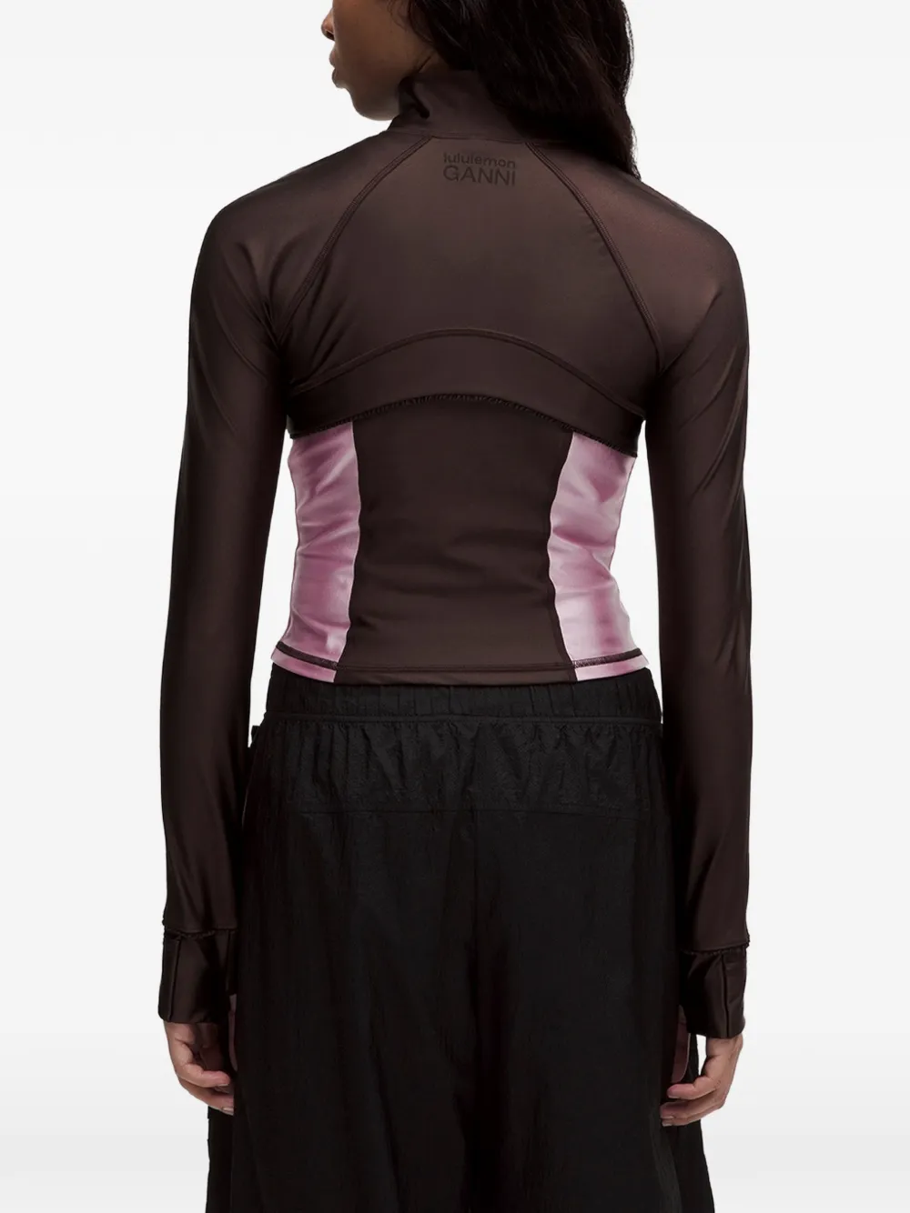 GANNI panelled zip-up sweater Bruin