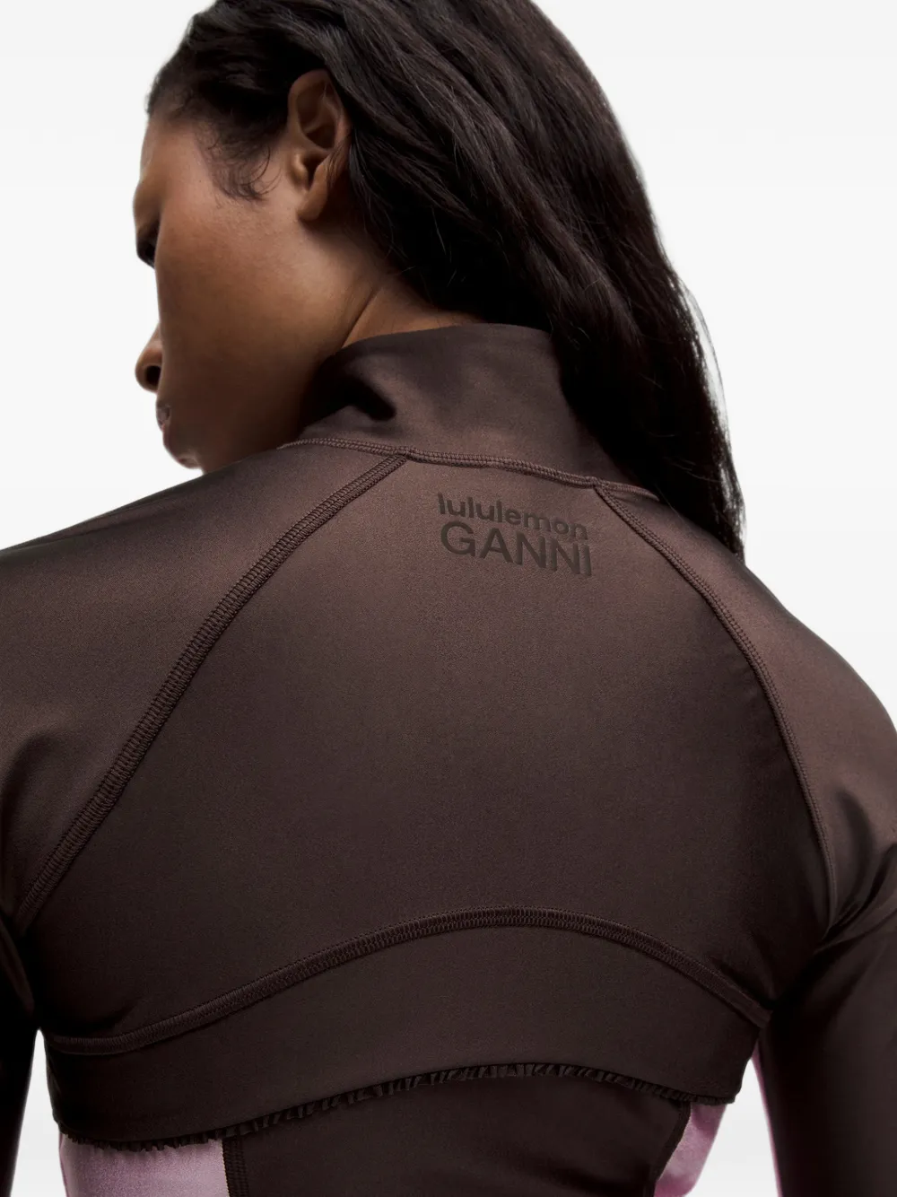 GANNI panelled zip-up sweater Bruin