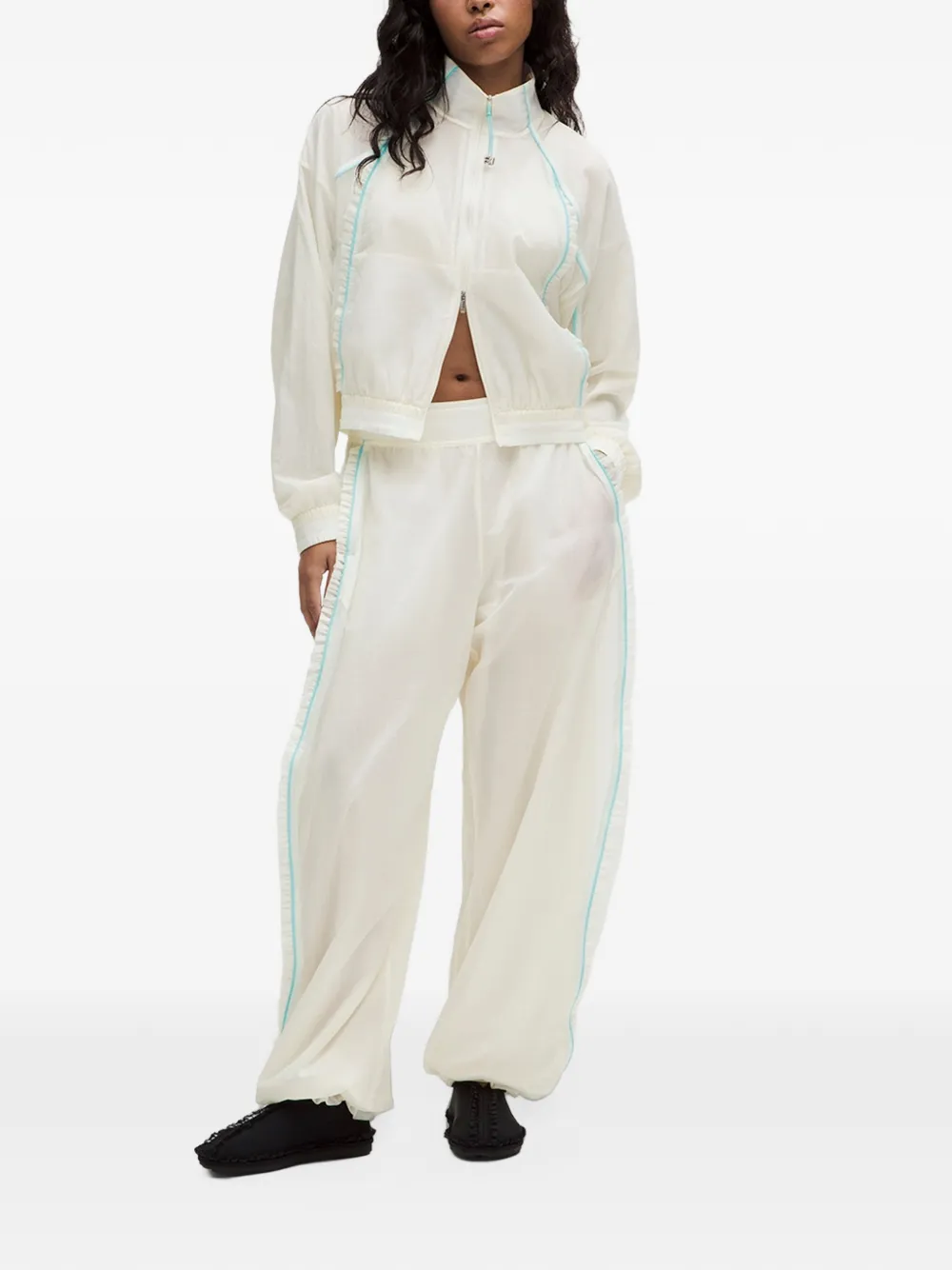 GANNI ruffle-trimmed performance jacket Beige