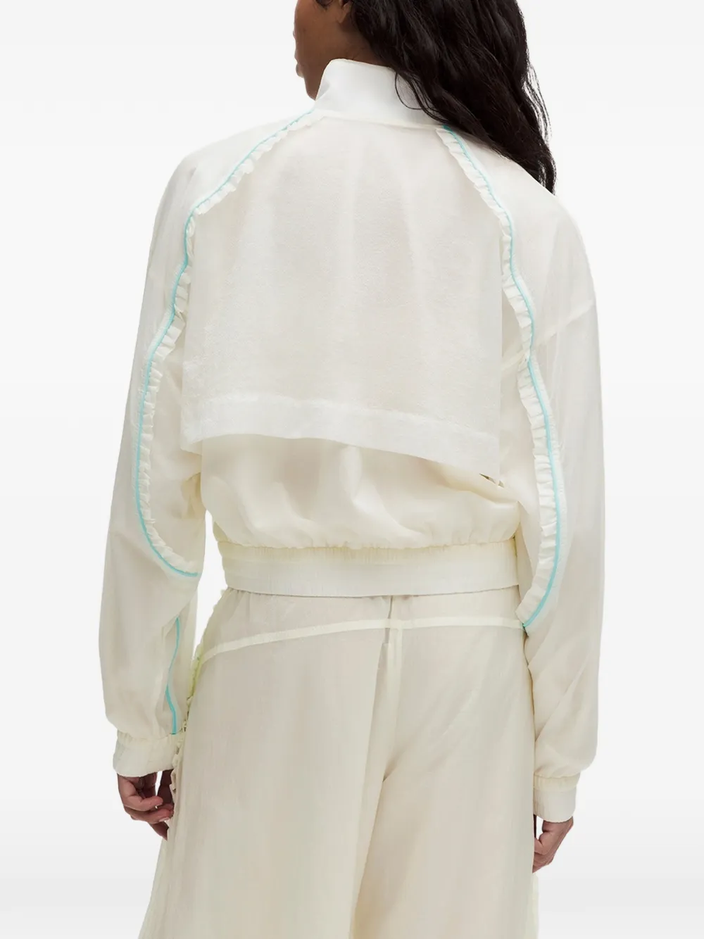 GANNI ruffle-trimmed performance jacket Beige